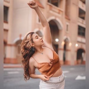 Satin brown crop top